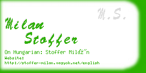 milan stoffer business card